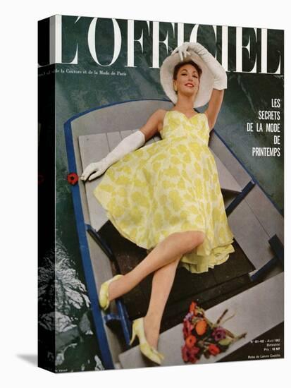 L'Officiel, April 1962 - Robe de Lanvin Castillo en Mousseline de Soie de Laurendeau et Cornet-Roland de Vassal-Stretched Canvas