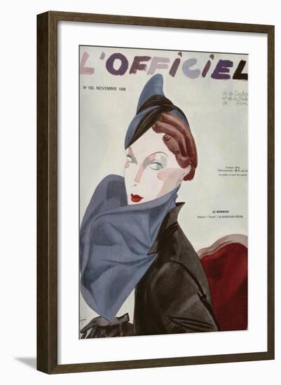 L'Officiel, August 1936 - Marcel Rochas-J. H. Lartogue-Framed Art Print