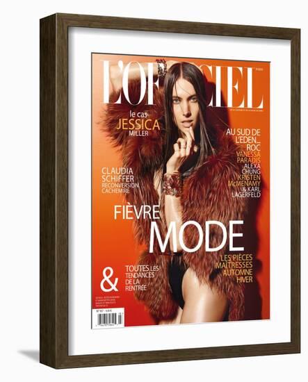 L'Officiel, August 2011 - Jessica Miller-Satoshi Saikusa-Framed Art Print