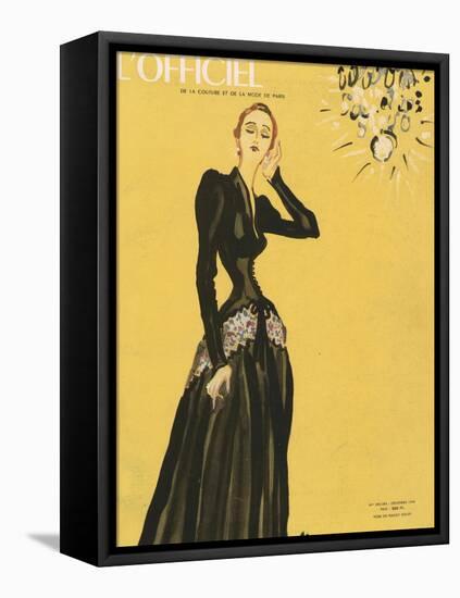 L'Officiel, December 1945 - Robe de Maggy Rouff-Benito-Framed Stretched Canvas