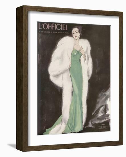 L'Officiel, December 1946 - Ensemble de L. Mendel-Mourgue-Framed Art Print