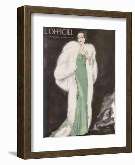 L'Officiel, December 1946 - Ensemble de L. Mendel-Mourgue-Framed Art Print