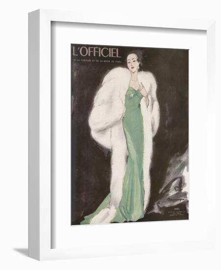 L'Officiel, December 1946 - Ensemble de L. Mendel-Mourgue-Framed Art Print