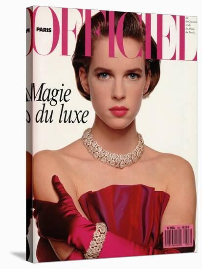 L'Officiel, December 1988 - Nicola Porte une Robe-Bustier de Givenchy-Hiromasa-Stretched Canvas