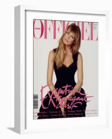 L'Officiel, December 1993 - Claudia Schiffer-Francesco Scavullo-Framed Art Print