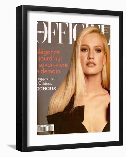 L'Officiel, December 1995 - Karen Mulder dans une Robe Yves Saint Laurent-Francesco Scavullo-Framed Art Print