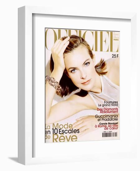 L'Officiel, December 1997 - Carole Bouquet-André Rau-Framed Art Print