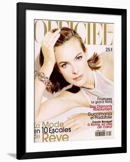 L'Officiel, December 1997 - Carole Bouquet-André Rau-Framed Art Print