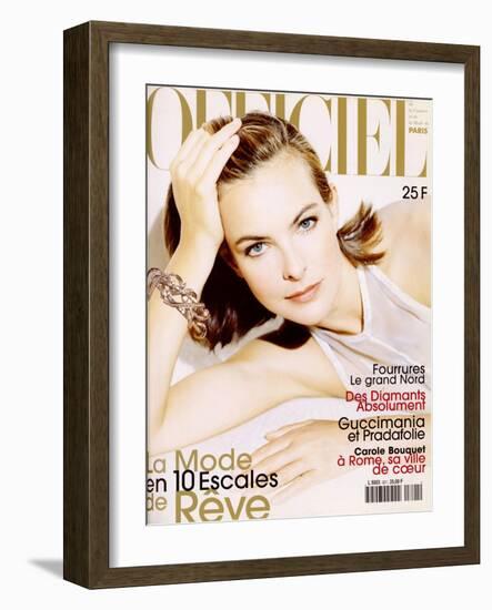 L'Officiel, December 1997 - Carole Bouquet-André Rau-Framed Art Print