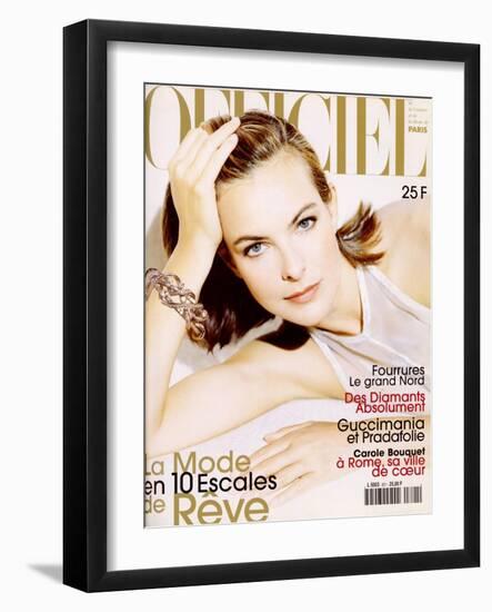 L'Officiel, December 1997 - Carole Bouquet-André Rau-Framed Art Print