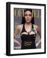 L'Officiel, December 2006 - Lindsay Lohan Porte une Robe en Jersey, Versace-null-Framed Art Print