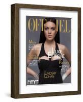 L'Officiel, December 2006 - Lindsay Lohan Porte une Robe en Jersey, Versace-null-Framed Art Print