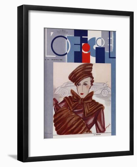 L'Officiel, February 1934 - Blanche et Simone-Lbengini & A.P. Covillot-Framed Art Print