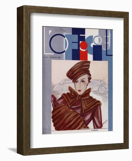 L'Officiel, February 1934 - Blanche et Simone-Lbengini & A.P. Covillot-Framed Art Print