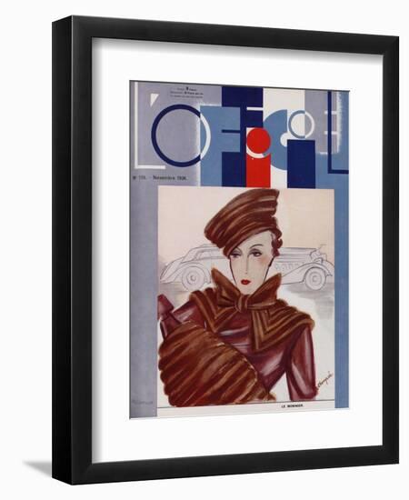 L'Officiel, February 1934 - Blanche et Simone-Lbengini & A.P. Covillot-Framed Art Print