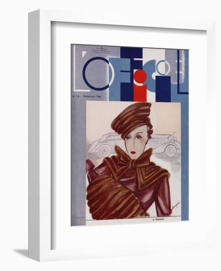 L'Officiel, February 1934 - Blanche et Simone-Lbengini & A.P. Covillot-Framed Art Print