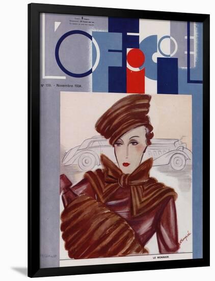 L'Officiel, February 1934 - Blanche et Simone-Lbengini & A.P. Covillot-Framed Art Print