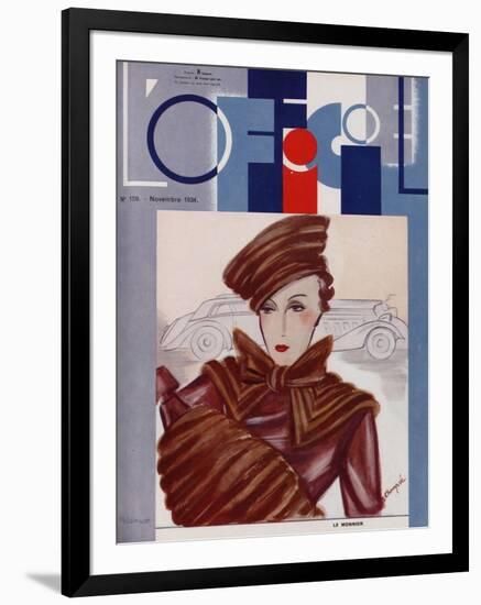 L'Officiel, February 1934 - Blanche et Simone-Lbengini & A.P. Covillot-Framed Art Print