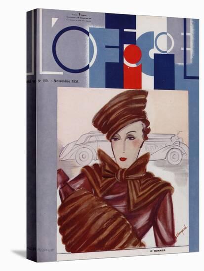 L'Officiel, February 1934 - Blanche et Simone-Lbengini & A.P. Covillot-Stretched Canvas