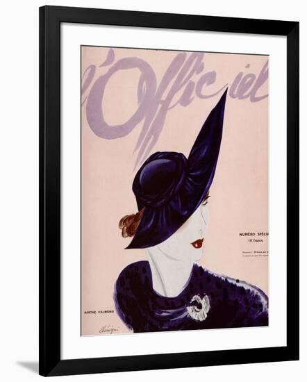 L'Officiel, February 1936 - Marthe Valmont-Lbenigni-Framed Art Print