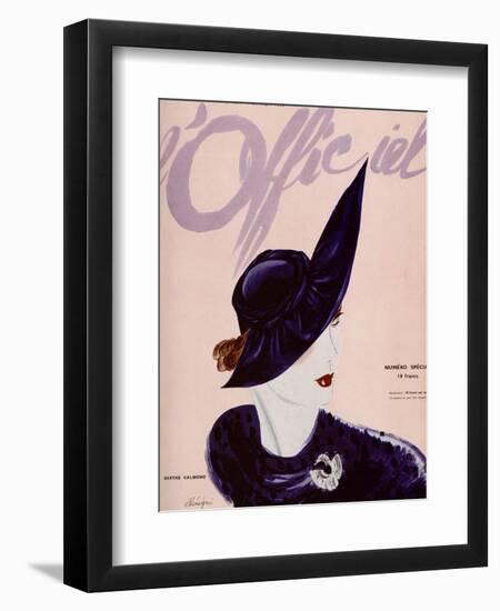 L'Officiel, February 1936 - Marthe Valmont-Lbenigni-Framed Art Print