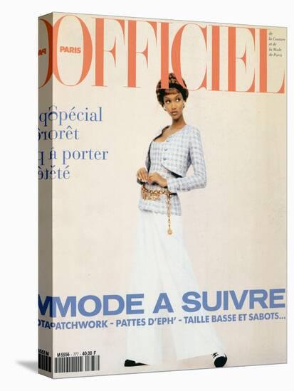 L'Officiel, February 1993 - Chanel: le Tailleur de L'Année Porté Par Tyra-Carlo delia Chiesa-Stretched Canvas