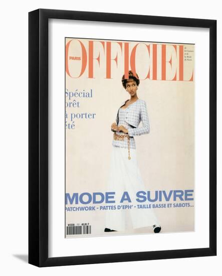 L'Officiel, February 1993 - Chanel: le Tailleur de L'Année Porté Par Tyra-Carlo delia Chiesa-Framed Art Print