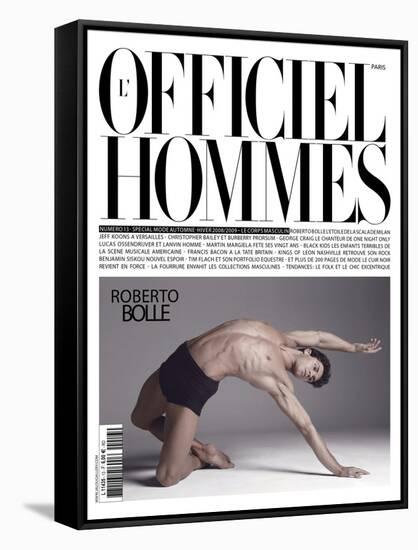 L'Officiel, Hommes August 2008 - Roberto Bolle-Milan Vukmirovic-Framed Stretched Canvas