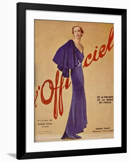 L'Officiel, January 1936 - Loretta de Marcel Rochas-J. H. Lartogue-Framed Art Print