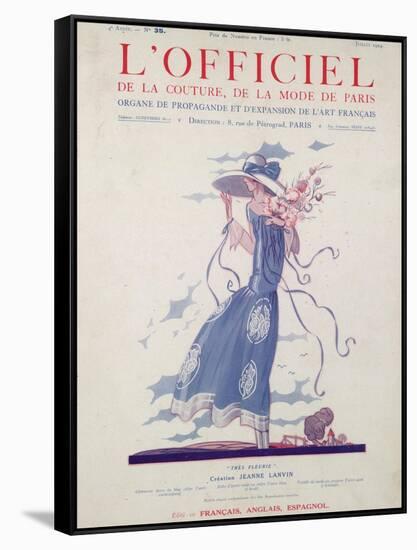 L'Officiel, July 1924 - Robe d'Après-Midi Très Fleurie-Jeanne Lanvin-Framed Stretched Canvas