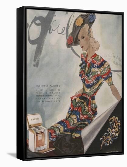 L'Officiel, June 1942 - Paquin, Bijoux de Mauboussin-Lbenigni-Framed Stretched Canvas