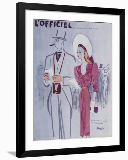 L'Officiel, June 1946 - Robe de L. Mendel-Benito-Framed Art Print