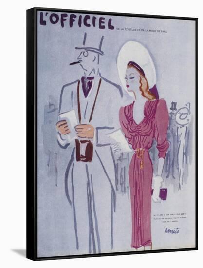 L'Officiel, June 1946 - Robe de L. Mendel-Benito-Framed Stretched Canvas