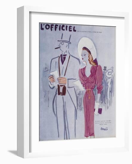 L'Officiel, June 1946 - Robe de L. Mendel-Benito-Framed Art Print