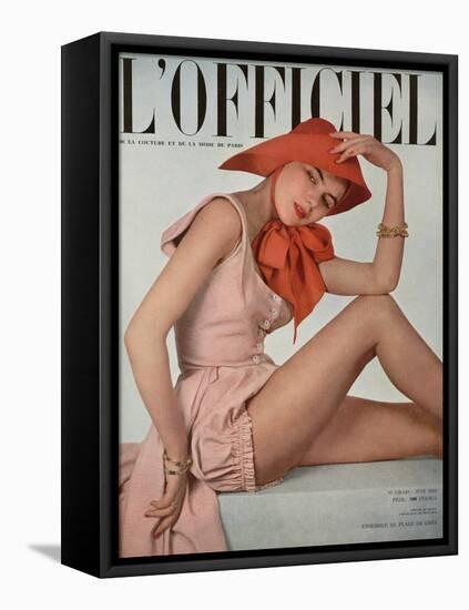 L'Officiel, June 1950 - Ensemble de Plage de Grès-Philippe Pottier-Framed Stretched Canvas