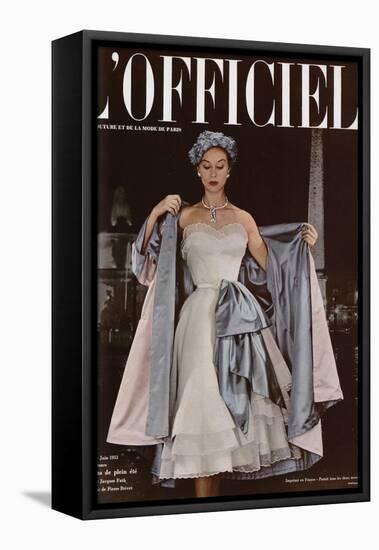 L'Officiel, June 1951 - Ensemble de Jacques Fath-Philippe Pottier-Framed Stretched Canvas