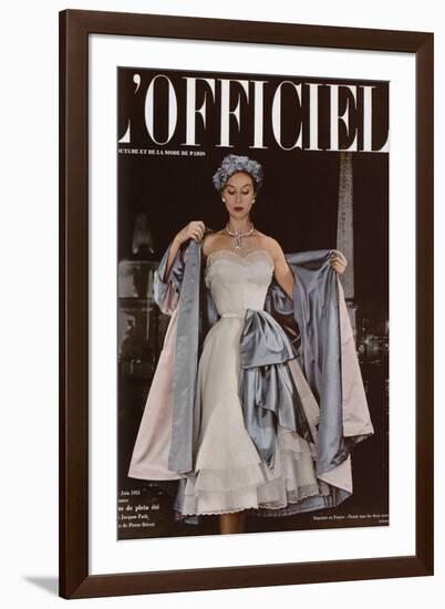 L'Officiel, June 1951 - Ensemble de Jacques Fath-Philippe Pottier-Framed Art Print