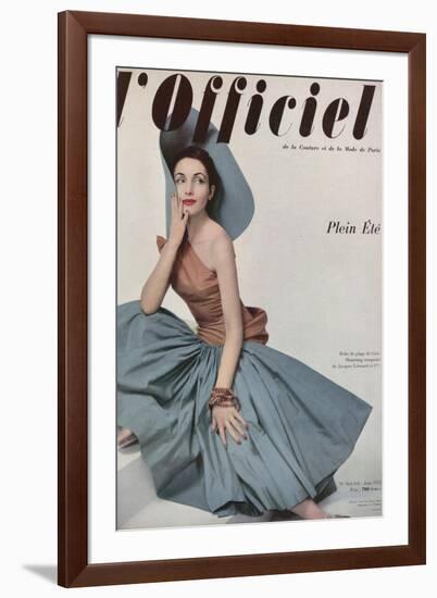 L'Officiel, June 1952 - Robe de Plage de Grès Shantung Turquoise de Jacques Léonard en Cte-Philippe Pottier-Framed Art Print