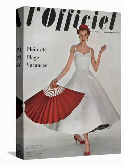 L'Officiel, June 1953 - Robe À Danser de Hubert de Givenchy en Shirting Empesé-Philippe Pottier-Stretched Canvas