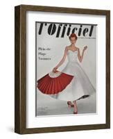 L'Officiel, June 1953 - Robe À Danser de Hubert de Givenchy en Shirting Empesé-Philippe Pottier-Framed Art Print