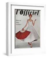 L'Officiel, June 1953 - Robe À Danser de Hubert de Givenchy en Shirting Empesé-Philippe Pottier-Framed Art Print