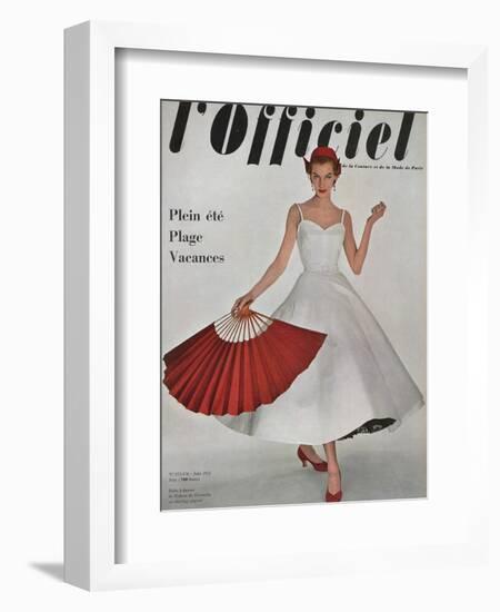 L'Officiel, June 1953 - Robe À Danser de Hubert de Givenchy en Shirting Empesé-Philippe Pottier-Framed Art Print