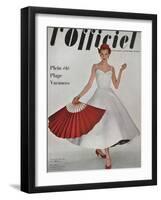 L'Officiel, June 1953 - Robe À Danser de Hubert de Givenchy en Shirting Empesé-Philippe Pottier-Framed Art Print