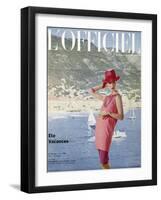 L'Officiel, June 1963 - Ensemble de Plage de Pierre Cardin en Toile Malouine de Ducharne-Arsac & Manoug-Framed Art Print