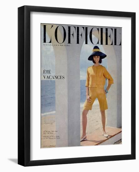 L'Officiel, June 1964 - Ensemble de Pierre Cardin en Toile Fibranne de Staron-Philippe Pottier-Framed Art Print