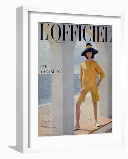 L'Officiel, June 1964 - Ensemble de Pierre Cardin en Toile Fibranne de Staron-Philippe Pottier-Framed Art Print