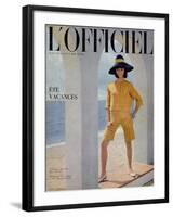 L'Officiel, June 1964 - Ensemble de Pierre Cardin en Toile Fibranne de Staron-Philippe Pottier-Framed Art Print