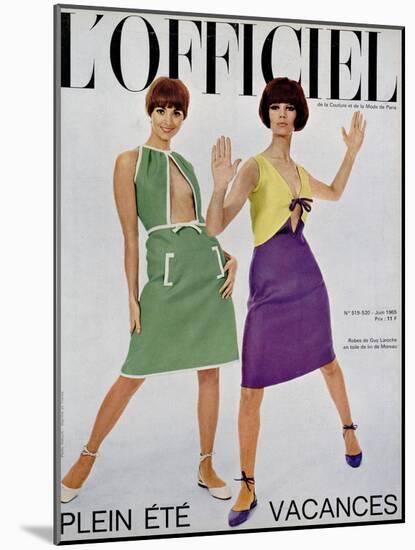 L'Officiel, June 1965 - Robes de Guy Laroche en Toile de Lin de Moreau-Walcott-Mounted Art Print