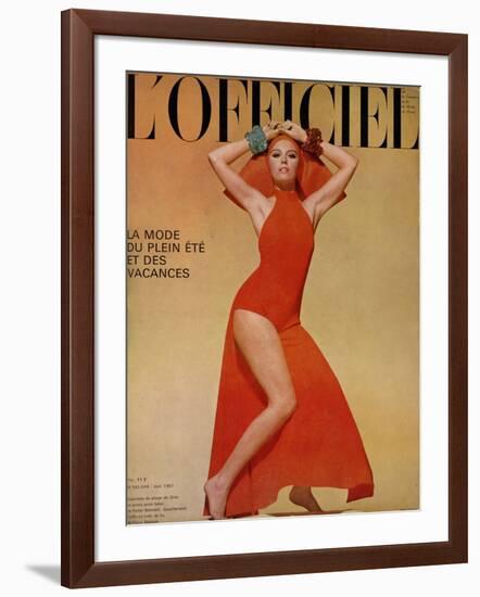 L'Officiel, June 1967 - Ensemble de Plage de Grès-Guégan-Framed Art Print