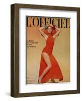 L'Officiel, June 1967 - Ensemble de Plage de Grès-Guégan-Framed Art Print